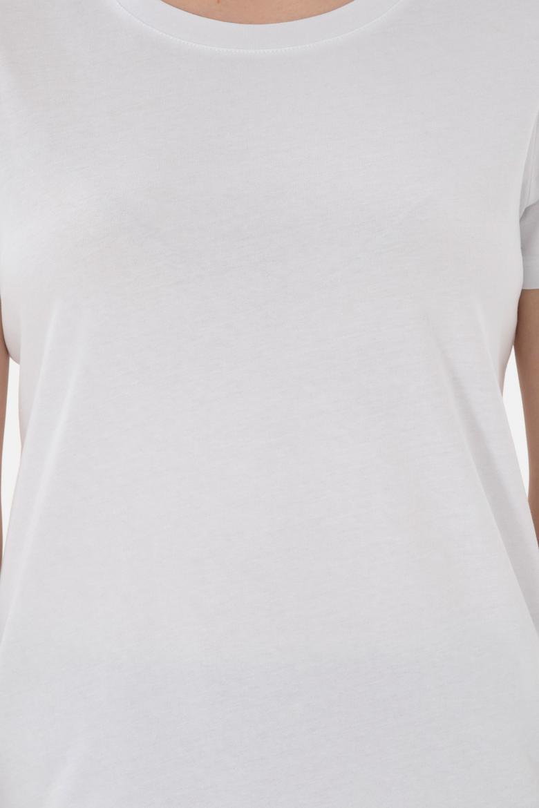 Kadın Beyaz Bisiklet Yaka Basic Tişört - 50305879024