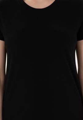 Kadın Siyah Bisiklet Yaka Basic Tişört - 50305879045