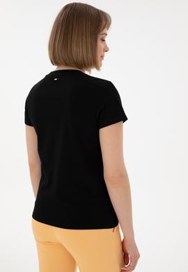 Kadın Siyah Bisiklet Yaka Basic Tişört - 50305879045