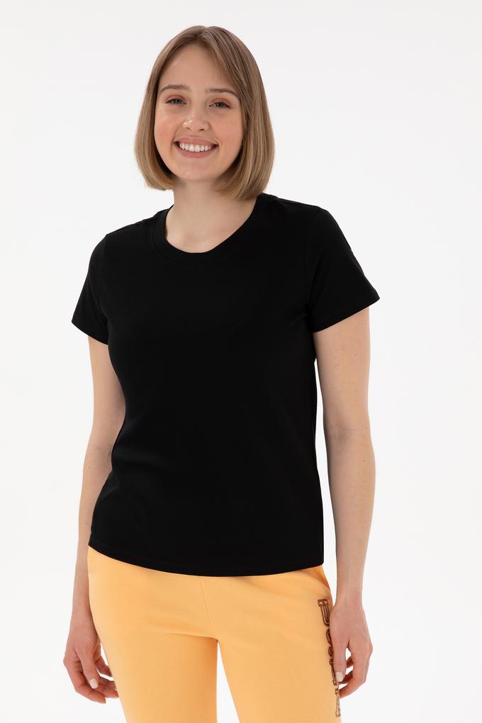 Kadın Siyah Bisiklet Yaka Basic Tişört
