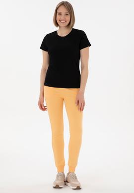 Kadın Siyah Bisiklet Yaka Basic Tişört - 50305879045