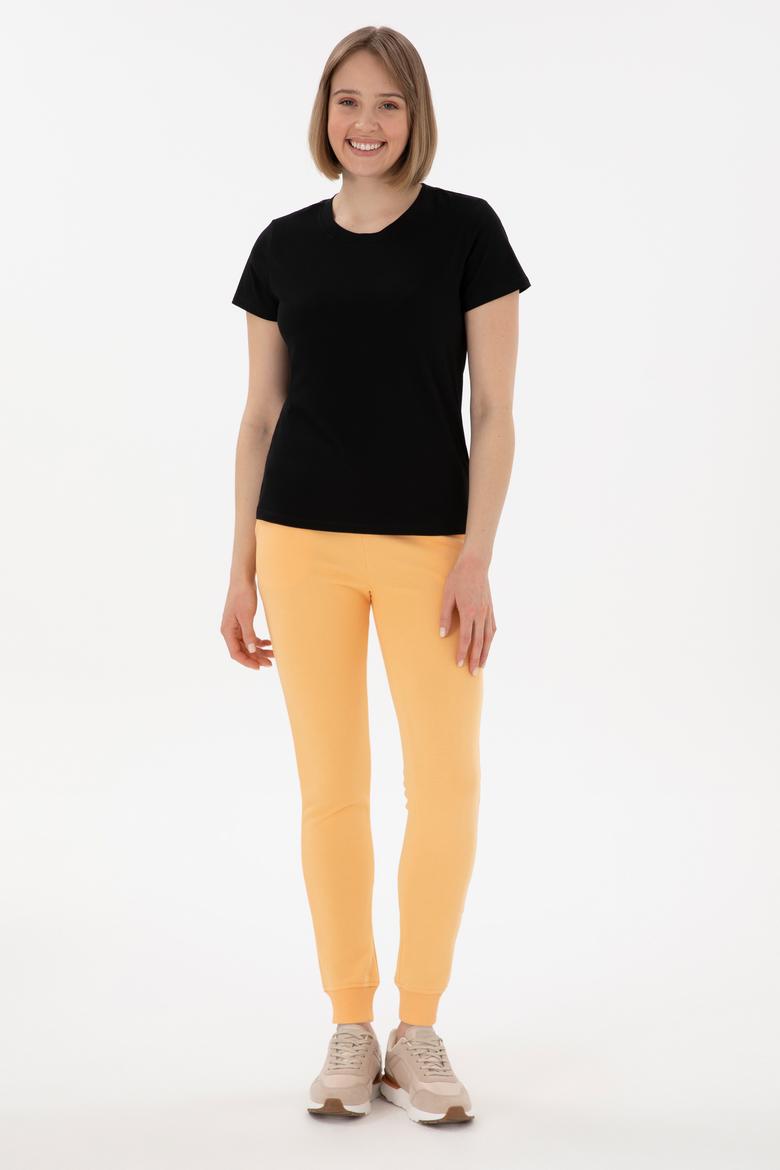 Kadın Siyah Bisiklet Yaka Basic Tişört - 50305879045