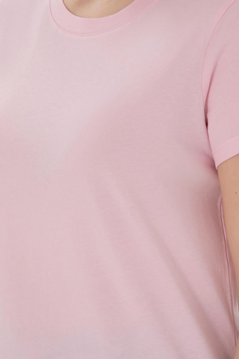 Kadın Açık Pembe Bisiklet Yaka Basic Tişört - 50305879054