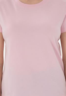 Kadın Açık Pembe Bisiklet Yaka Basic Tişört - 50305879054