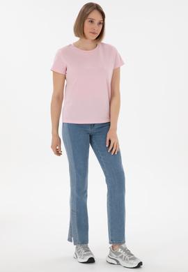 Kadın Açık Pembe Bisiklet Yaka Basic Tişört - 50305879054