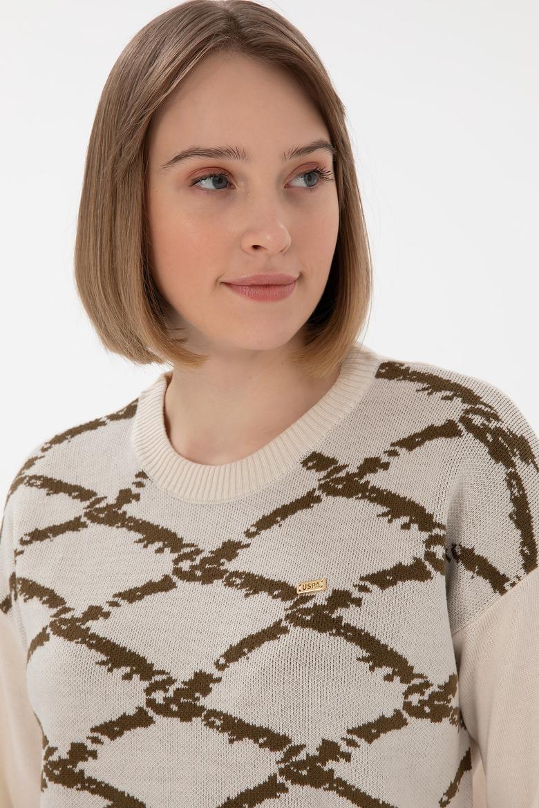 Kadın Krem Bisiklet Yaka Kazak - 50297432004