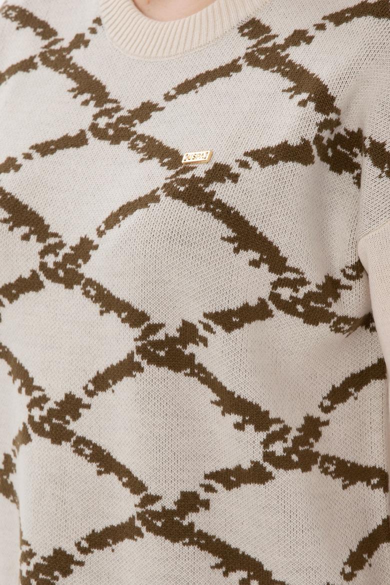 Kadın Krem Bisiklet Yaka Kazak - 50297432004