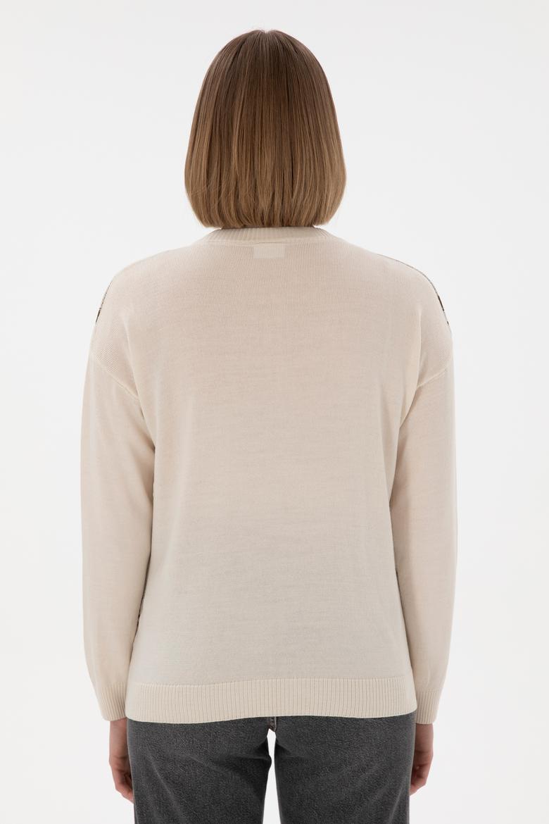 Kadın Krem Bisiklet Yaka Kazak - 50297432004