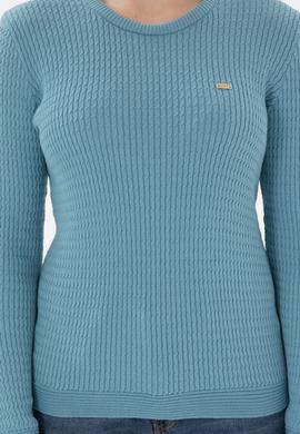 Kadın Mavi Bisiklet Yaka Basic Kazak - 50312922033