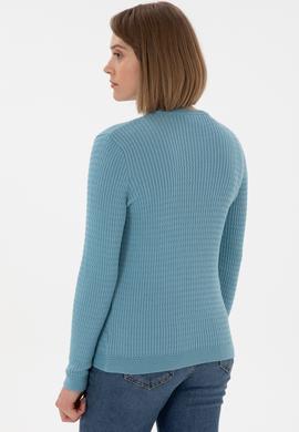 Kadın Mavi Bisiklet Yaka Basic Kazak - 50312922033