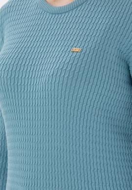 Kadın Mavi Bisiklet Yaka Basic Kazak - 50312922033