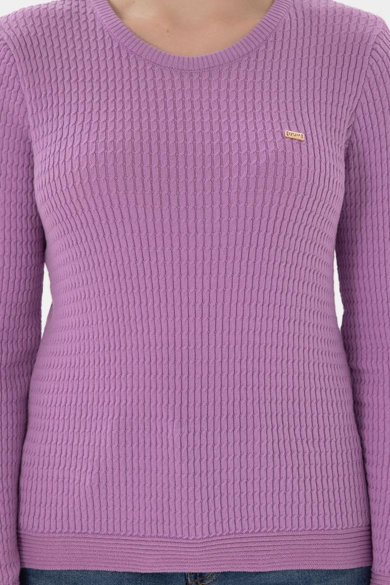 Kadın Lila Bisiklet Yaka Basic Kazak - 50312922025