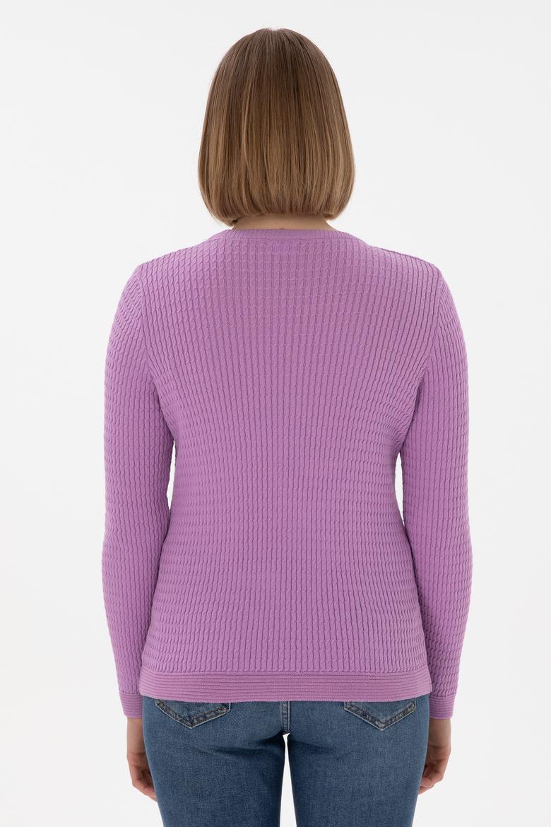 Kadın Lila Bisiklet Yaka Basic Kazak - 50312922025