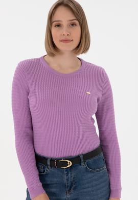 Kadın Lila Bisiklet Yaka Basic Kazak - 50312922025