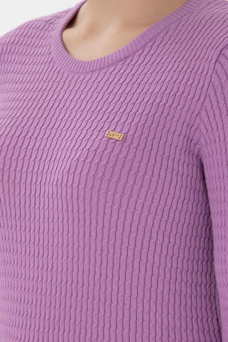 Kadın Lila Bisiklet Yaka Basic Kazak - 50312922025