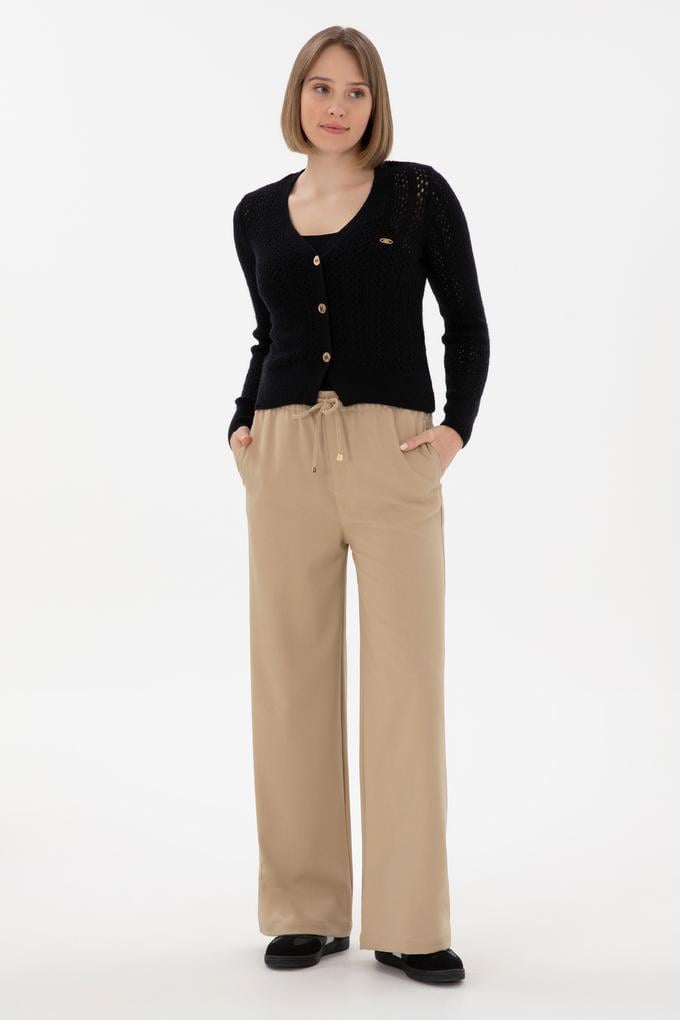 Kadın Açık Haki Loose Relax Fit Kanvas Pantolon