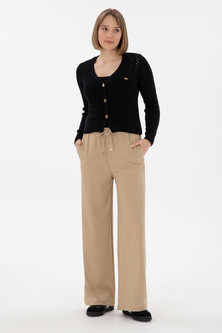 Kadın Açık Haki Loose Relax Fit Kanvas Pantolon