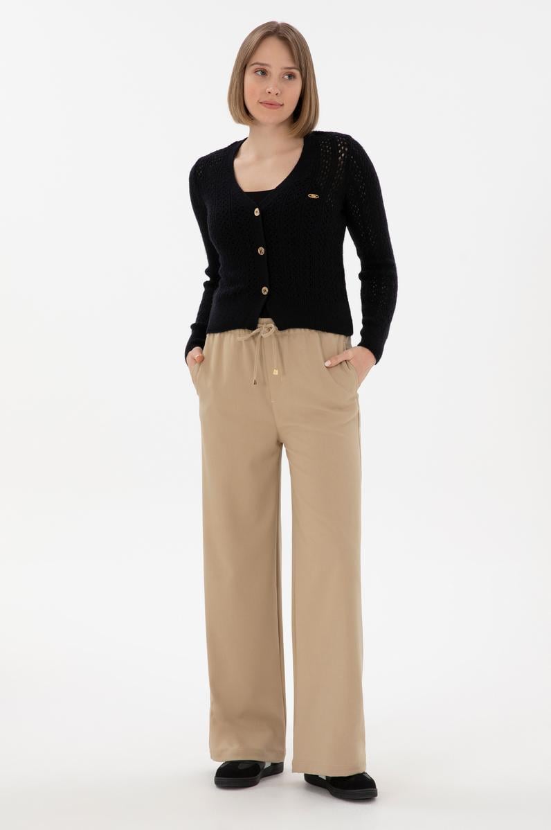 Kadın Açık Haki Loose Relax Fit Kanvas Pantolon