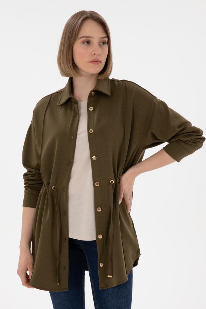 Kadın Haki Örme Gömlek