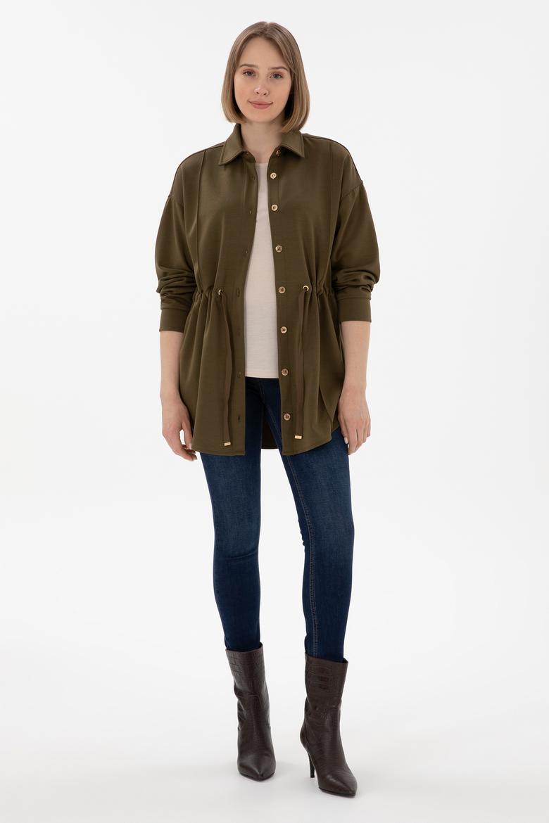 Kadın Haki Örme Gömlek - 50298197004