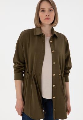 Kadın Haki Örme Gömlek - 50298197004