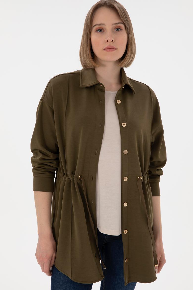 Kadın Haki Örme Gömlek - 50298197004