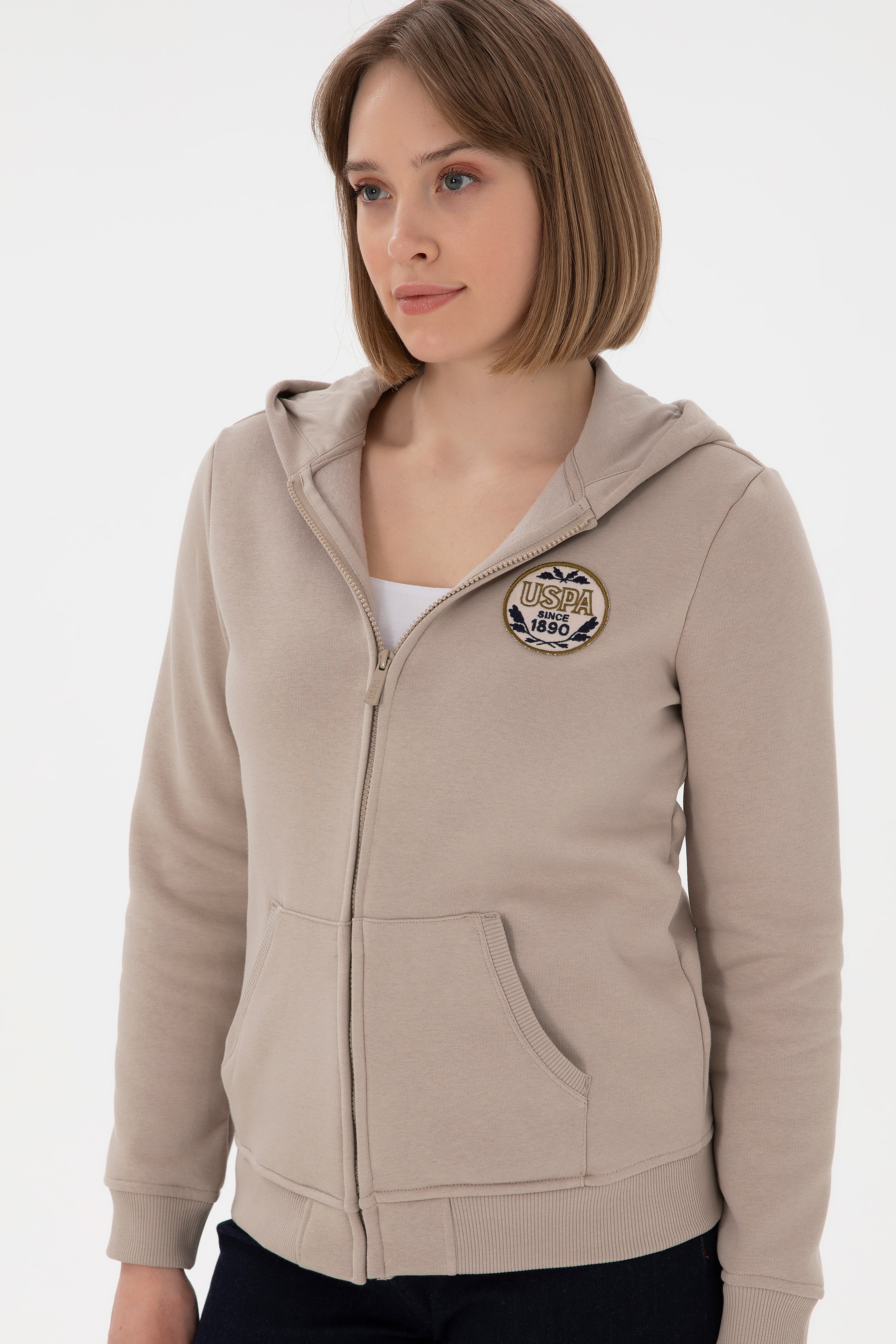 Kadın Taş Şardonlu Kapüşonlu Sweatshirt - Image 3