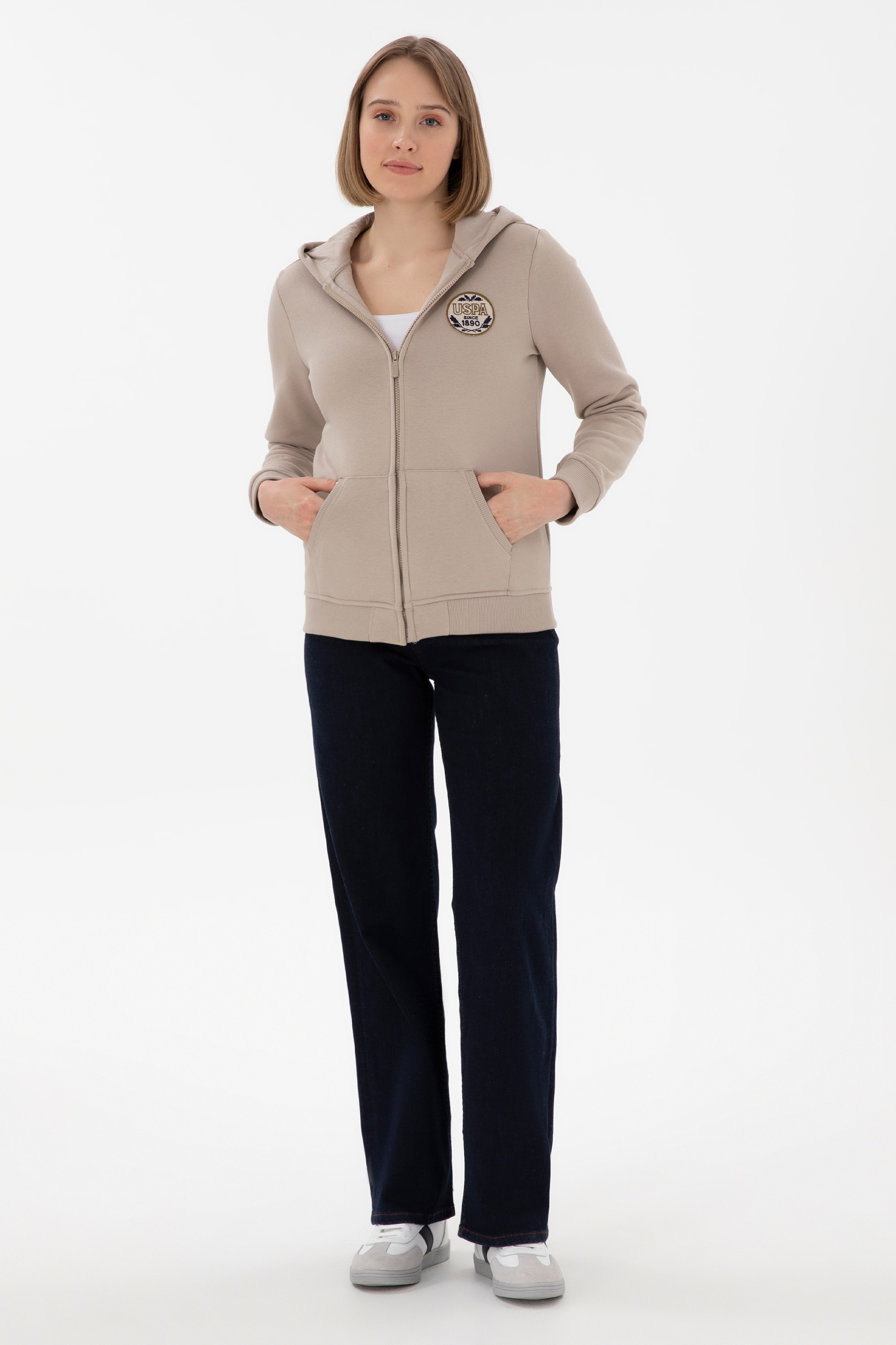 Kadın Taş Şardonlu Kapüşonlu Sweatshirt - Image 4