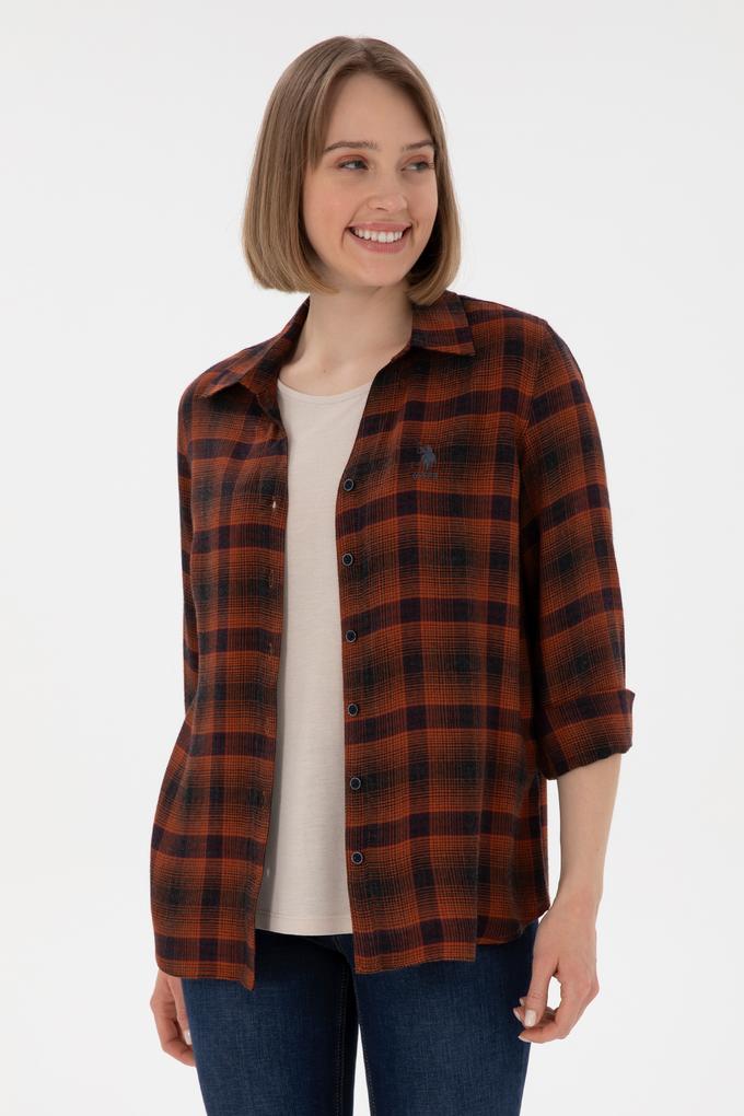 Kadın Kiremit Uzun Kollu Gömlek