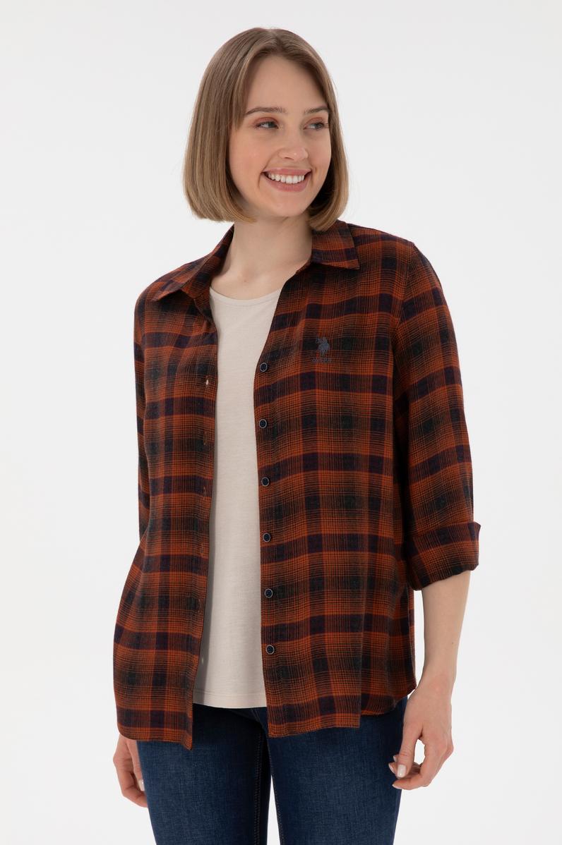Kadın Kiremit Uzun Kollu Gömlek