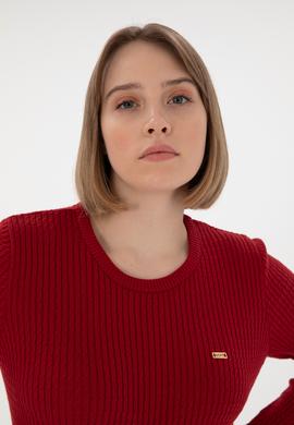 Kadın Kırmızı Bisiklet Yaka Basic Kazak - 50312922010