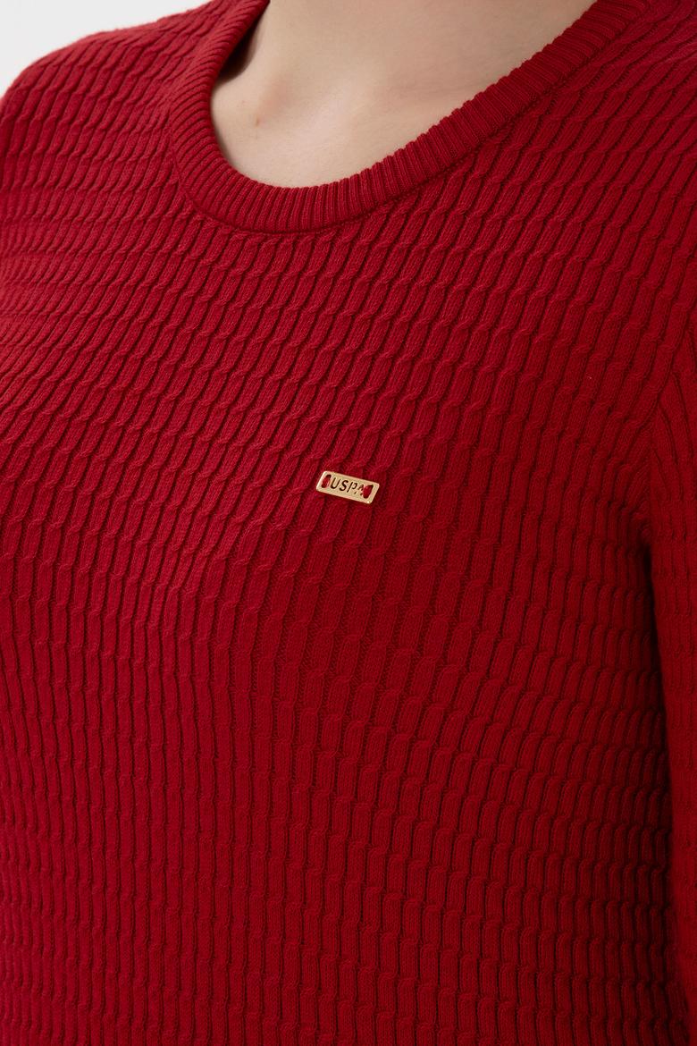 Kadın Kırmızı Bisiklet Yaka Basic Kazak - 50312922010