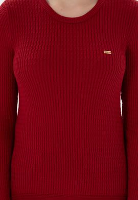 Kadın Kırmızı Bisiklet Yaka Basic Kazak - 50312922010