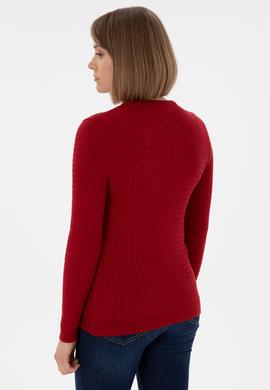 Kadın Kırmızı Bisiklet Yaka Basic Kazak - 50312922010