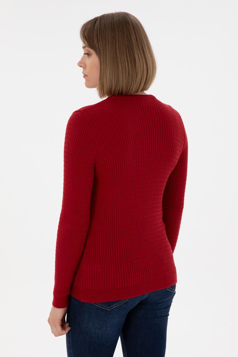 Kadın Kırmızı Bisiklet Yaka Basic Kazak - 50312922010