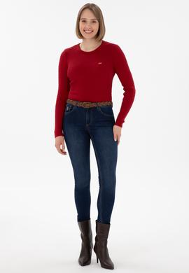 Kadın Kırmızı Bisiklet Yaka Basic Kazak - 50312922010