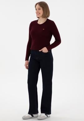 Kadın Koyu Bordo Bisiklet Yaka Basic Kazak - 50312922004