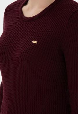 Kadın Koyu Bordo Bisiklet Yaka Basic Kazak - 50312922004