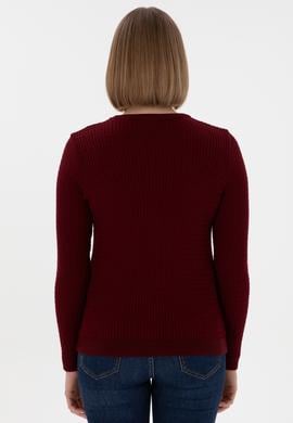 Kadın Bordo Bisiklet Yaka Basic Kazak - 50312922017