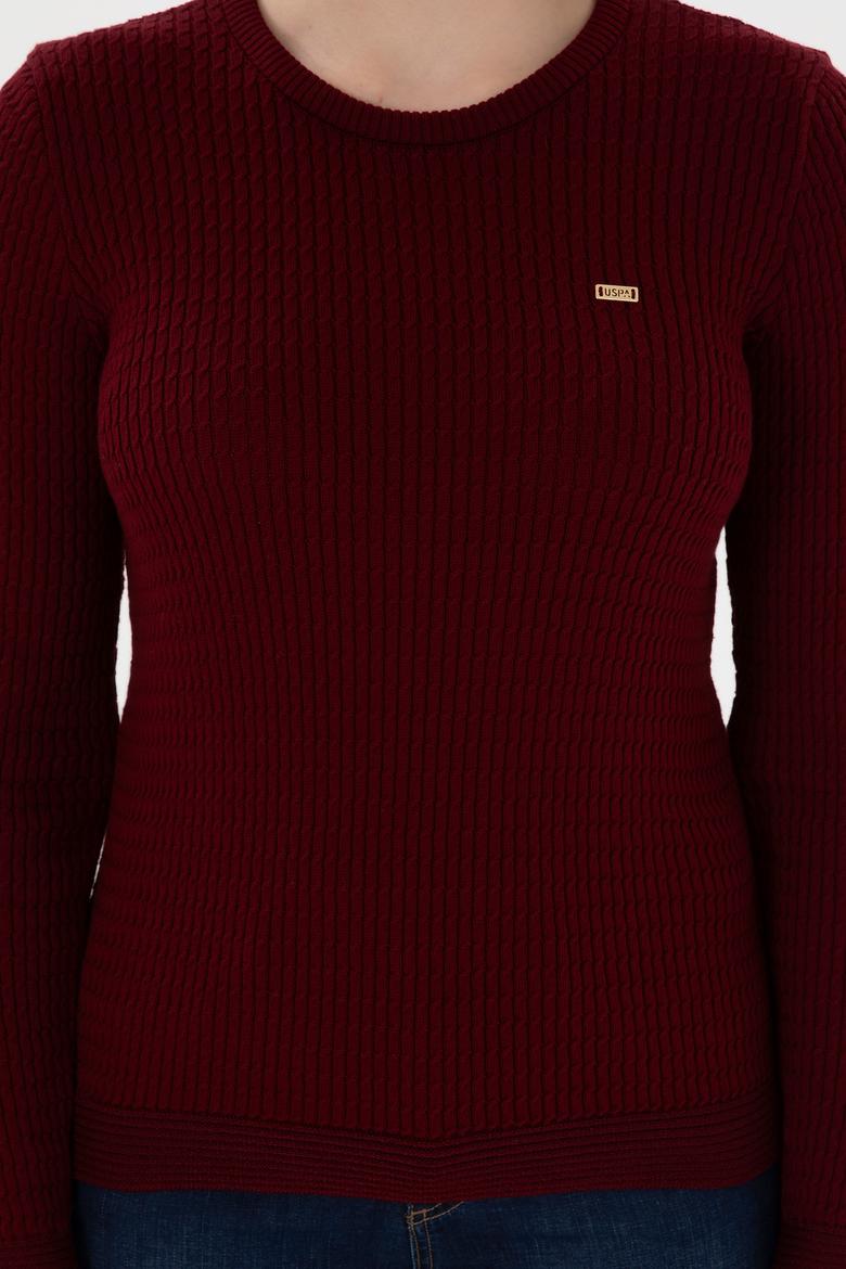 Kadın Bordo Bisiklet Yaka Basic Kazak - 50312922017