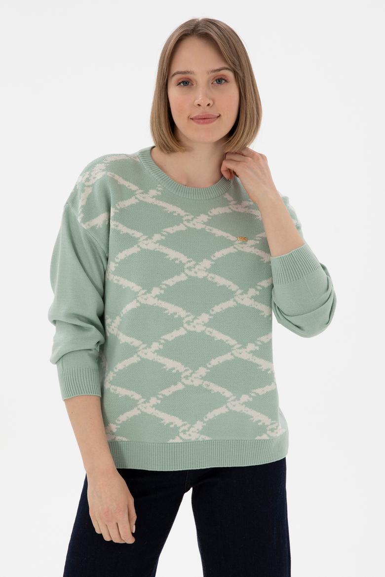 Kadın Su Yeşili Kazak