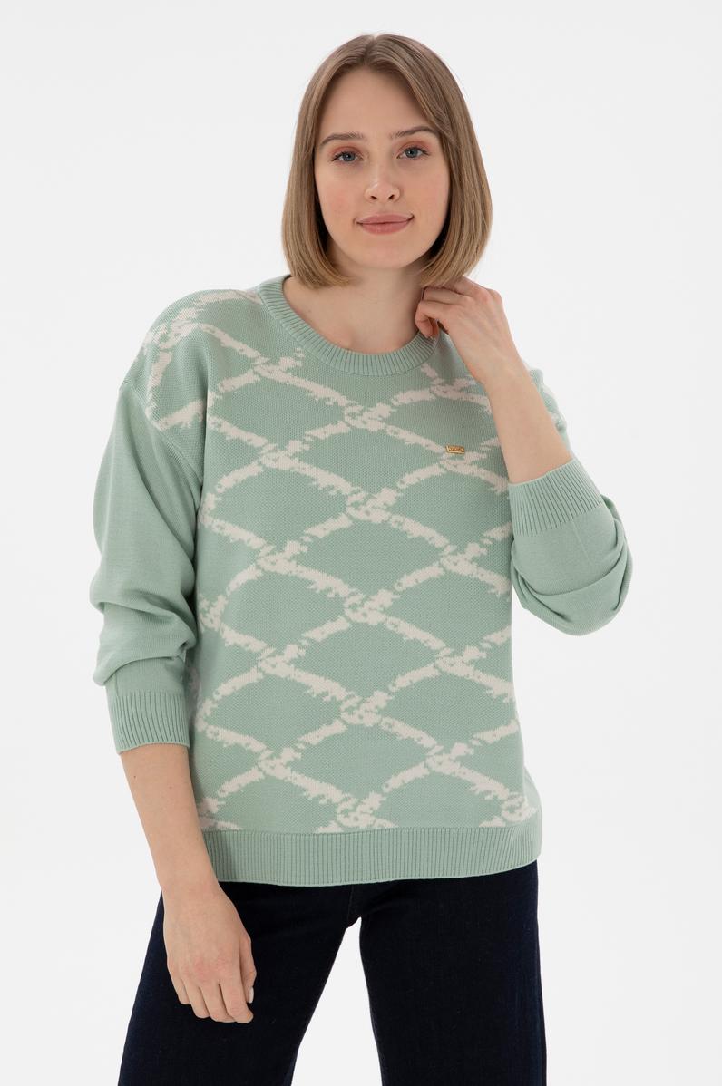 Kadın Su Yeşili Kazak