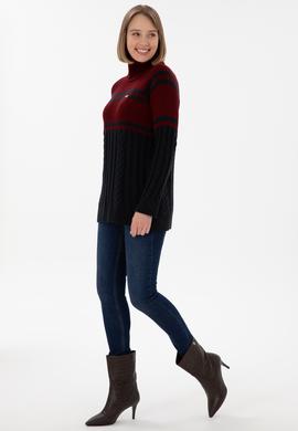 Kadın Bordo Boğazlı Kazak - 50293134005