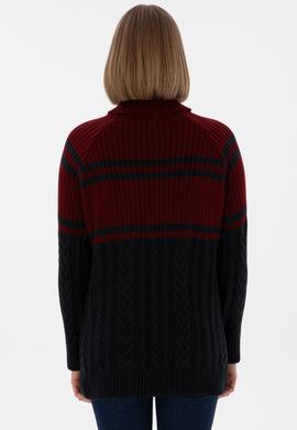 Kadın Bordo Boğazlı Kazak - 50293134005