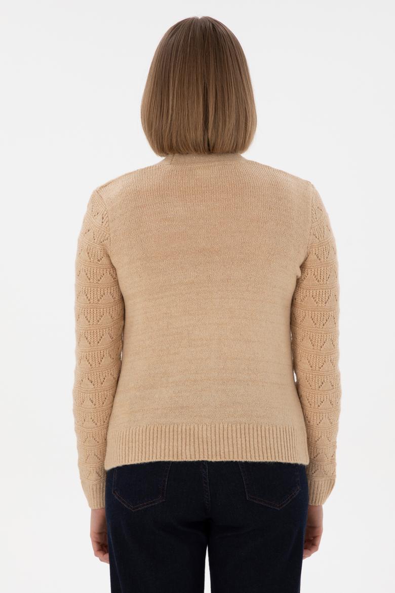 Kadın Kum Triko Hırka - 50293082023