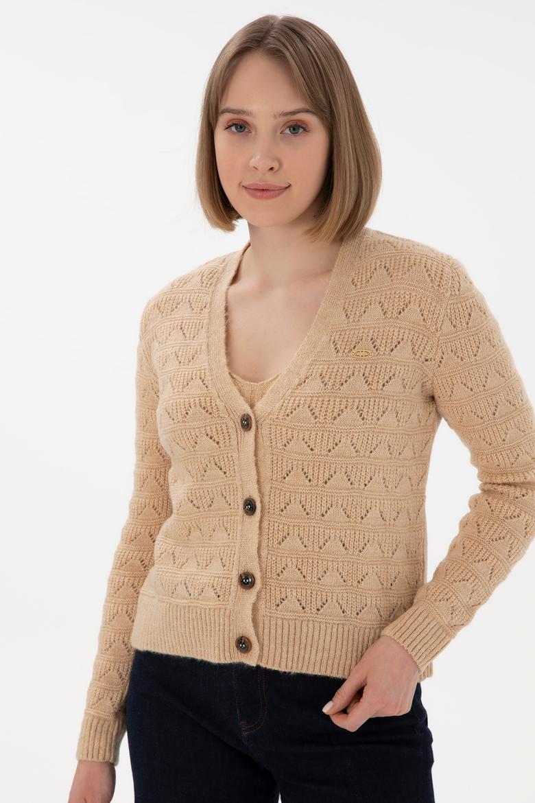 Kadın Kum Triko Hırka - 50293082023