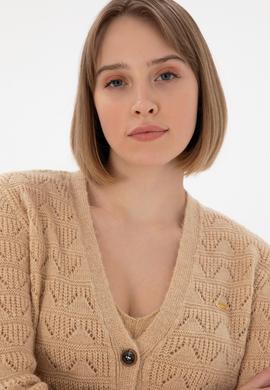 Kadın Kum Triko Hırka - 50293082023