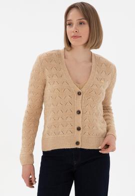 Kadın Kum Triko Hırka - 50293082023