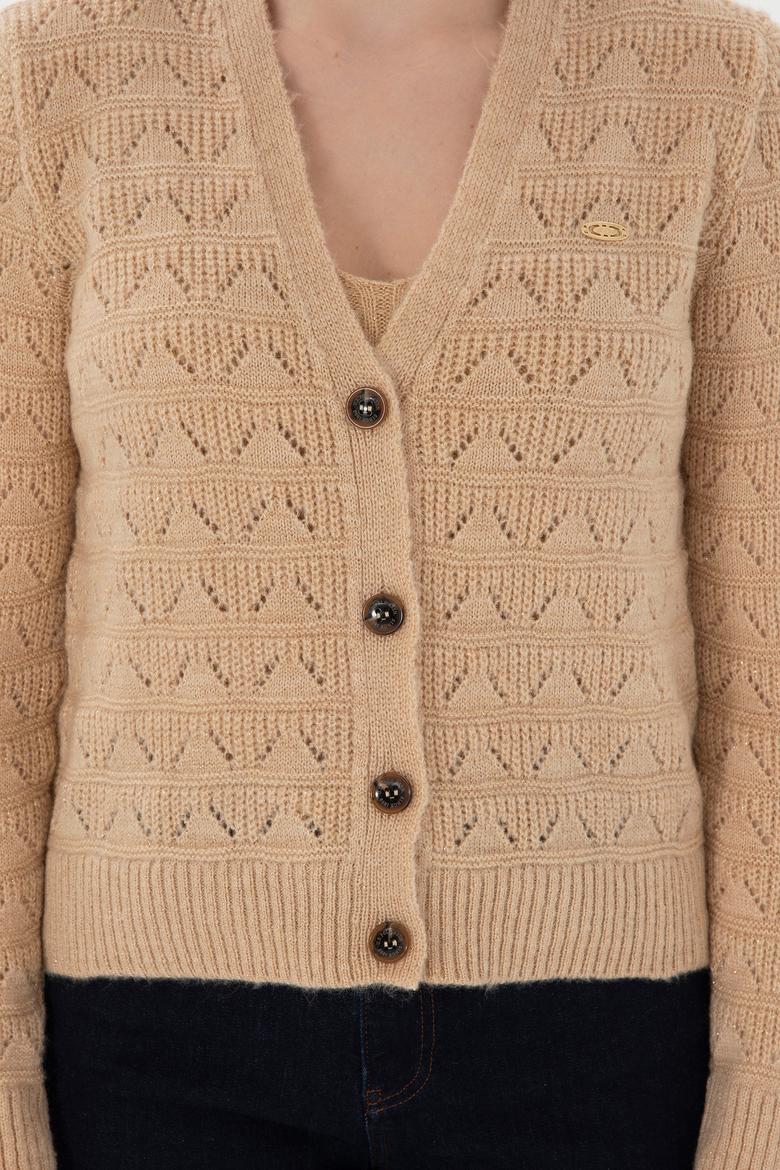 Kadın Kum Triko Hırka - 50293082023