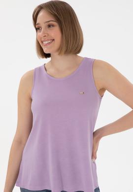 Kadın Lila Kolsuz Bisiklet Yaka Tişört - 50305819037